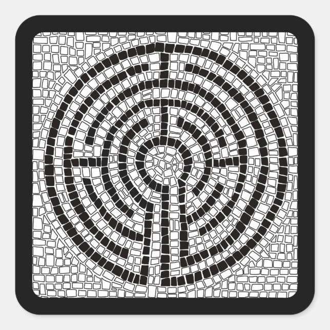 LABYRINTH VII Small Square Stickers - Black (Front)