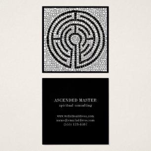 LABYRINTH VII Square Business Card - Black