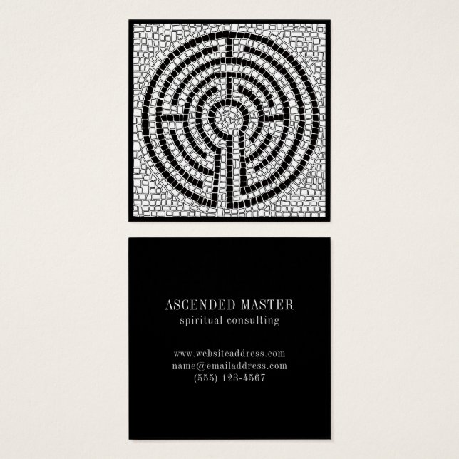 LABYRINTH VII Square Business Card - Black (Front & Back)