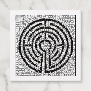LABYRINTH VII Square Gift Tags - White
