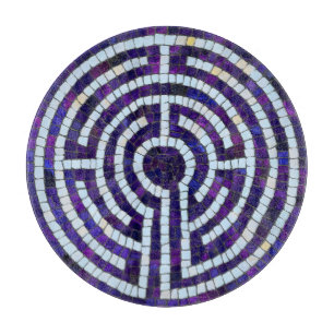 LABYRINTH VIII 12" Round Glass Cutting Board