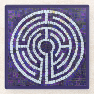LABYRINTH VIII Glass Coaster - Violet