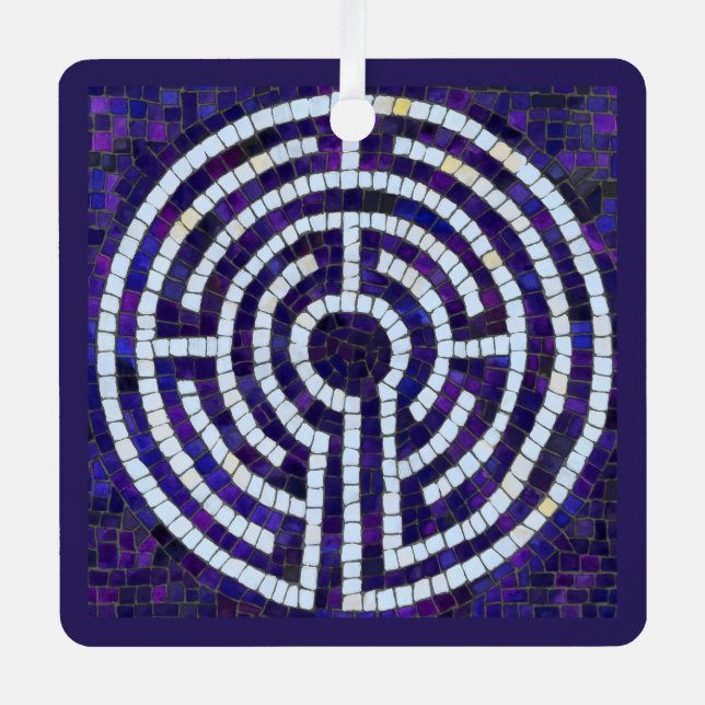 LABYRINTH VIII Metal Square Ornament (Front)