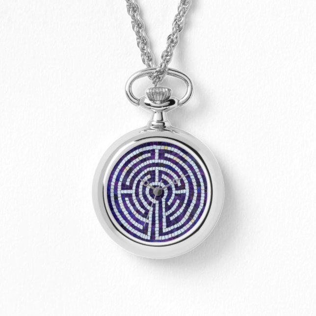 LABYRINTH VIII Silver Necklace Watch (Front)