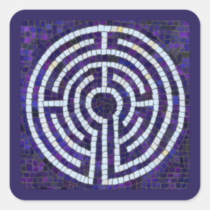 LABYRINTH VIII Small Square Stickers - Violet
