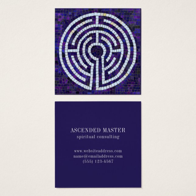 LABYRINTH VIII Square Business Card - Violet (Front & Back)