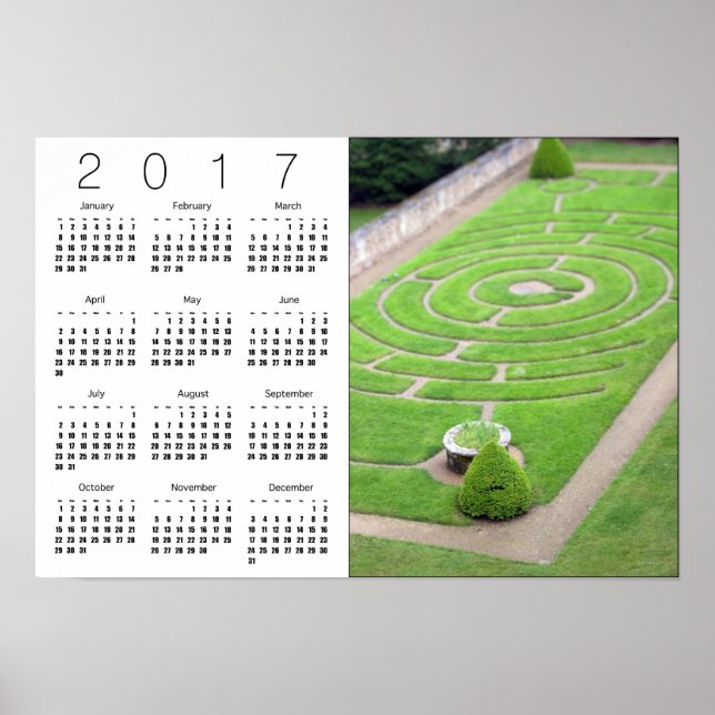 Labyrinth White Calendar Poster 2017 (Front)