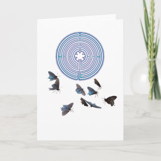 Labyrinth with Butterflies Greeting Card