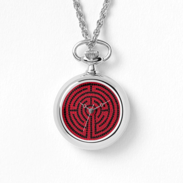 LABYRINTH X Silver Necklace Watch (Front)