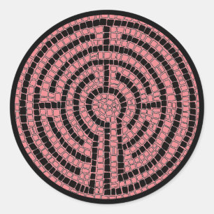 LABYRINTH XVI Large Round Stickers / Black