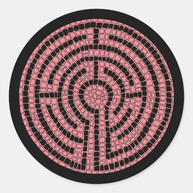 LABYRINTH XVI Small Round Stickers / Black (Front)