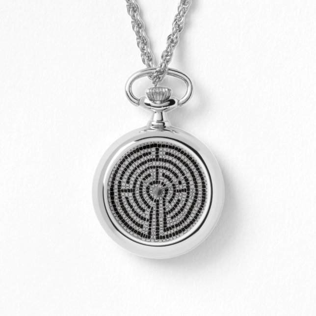 LABYRINTH XVII Silver Necklace Watch (Front)