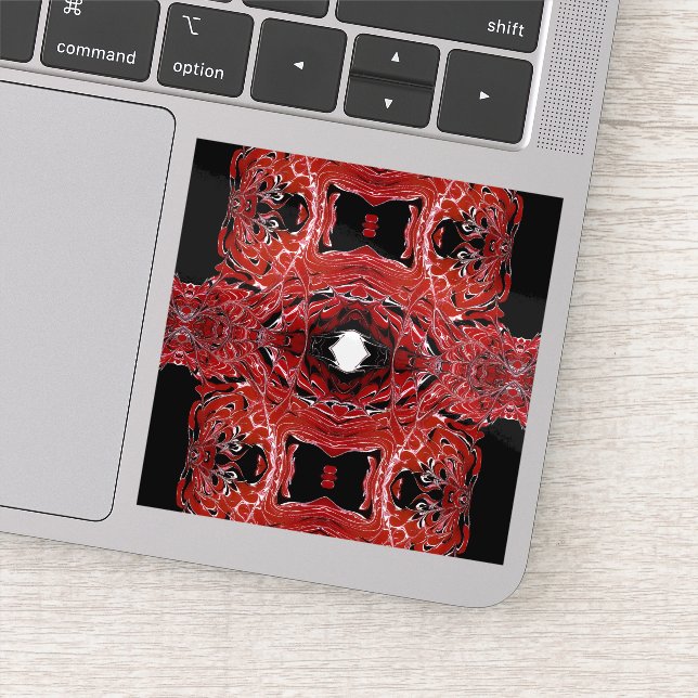 Labyrinthine Red Abstract Acrylic Fluid Art (Detail)