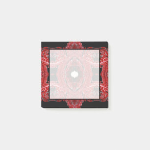 Labyrinthine Red Abstract Acrylic Fluid Art Post-it Notes