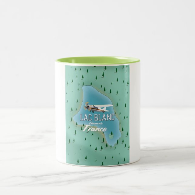 Lac Blanc,Chamonix, france map Two-Tone Coffee Mug (Center)