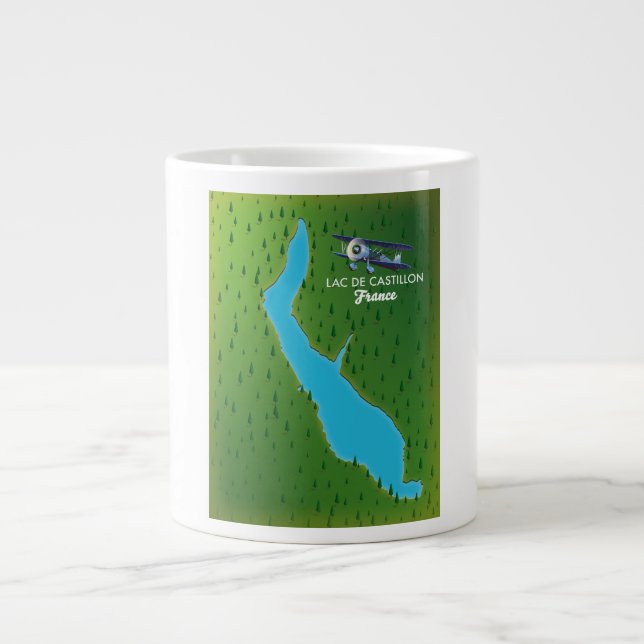 Lac de Castillon France map Large Coffee Mug (Front)