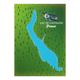 Lac de Castillon France map Photo Print