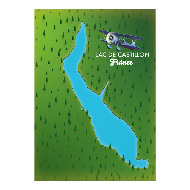 Lac de Castillon France map Photo Print (Front)