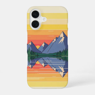 Lac Minimaliste Coucher de Soleil Années 70 iPhone 16 Case