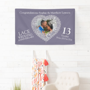 Lace 13th anniversary photo heart  banner