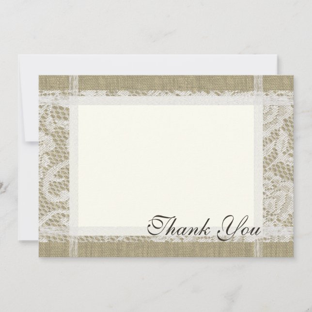 Lace and Burlap Country Romance 7x5 Note Card (Front)