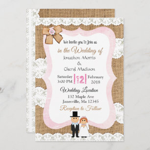 Lace and Burlap Wedding Invitation