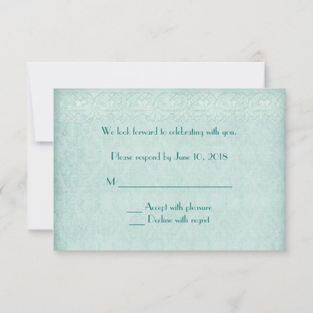 Lace and Damask RSVP Invitation (Front)
