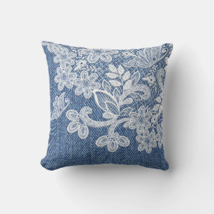 Lace and Denim Country Girl Charm Cushion