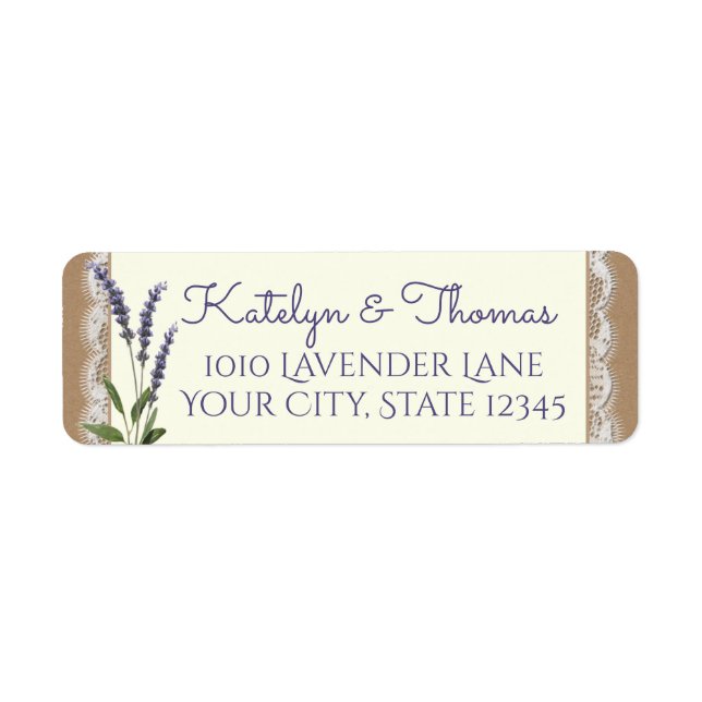 Lace and Lavender Address Return Address Label (Front)