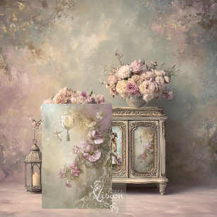 Lace and Light Hummingbird Mauve Flowers Lace Tissue Paper