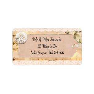 Lace and Musical Notes Vintage Sheet Music Floral Label