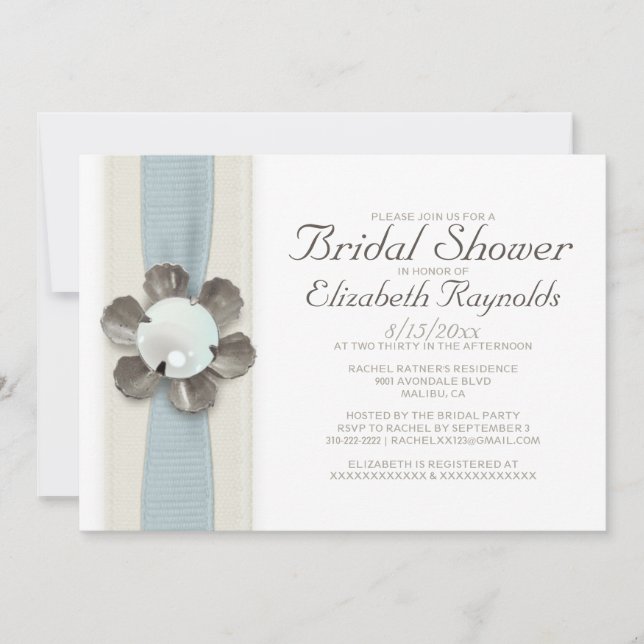 Lace and Pearls Bridal Shower Invitations (Front)