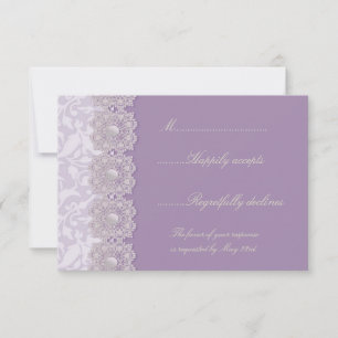 Lace and Pearls Lavender Wedding RSVP Card