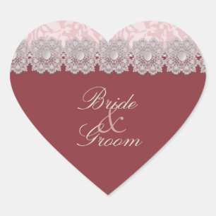 Lace and Pearls Raspberry Wedding Stickers