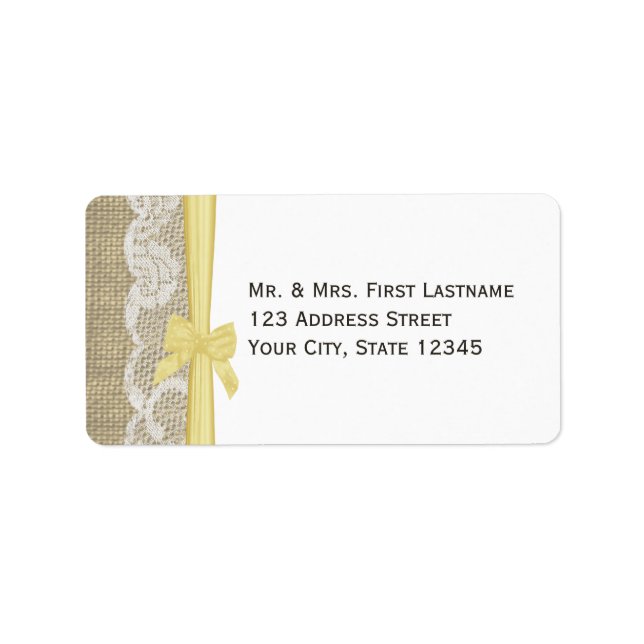 Lace and Yellow Bow Label (Front)