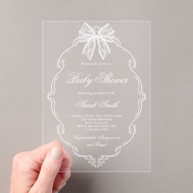 Lace Baby Shower Acrylic Invitations (Insitu (Handheld))