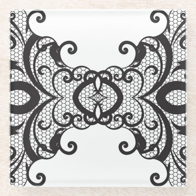 Lace background 2 glass coaster (Front)