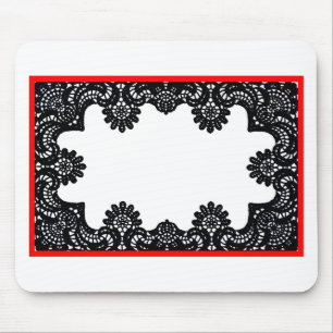 Lace Black & White Red Boarder The MUSEUM Zazzle G Mouse Pad