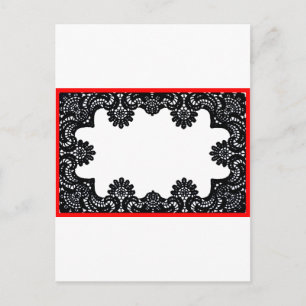 Lace Black & White Red Boarder The MUSEUM Zazzle G Postcard