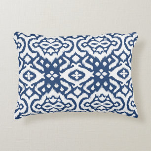 Lace border. Ikat seamless pattern. Vintage tie dy Decorative Cushion