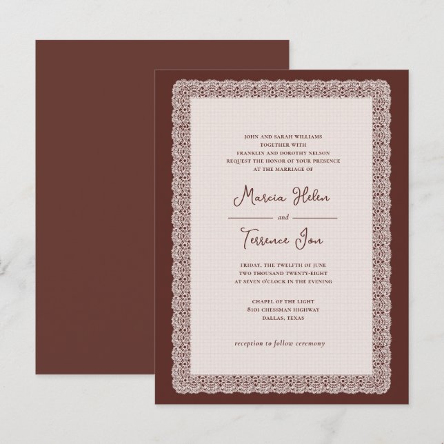 Lace border invitation (Front/Back)