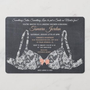 Lace Bra Lingerie Shower Chalkboard Invitation