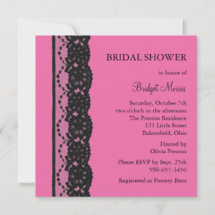 Lace Bridal Shower 2 (fuchsia) Invitation