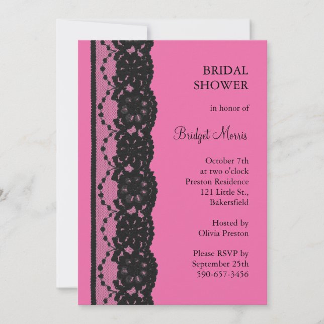 Lace Bridal Shower (fuchsia) Invitation (Front)