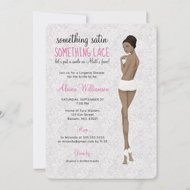 Lace Bride in Panties Lingerie Shower Invitation (Front)