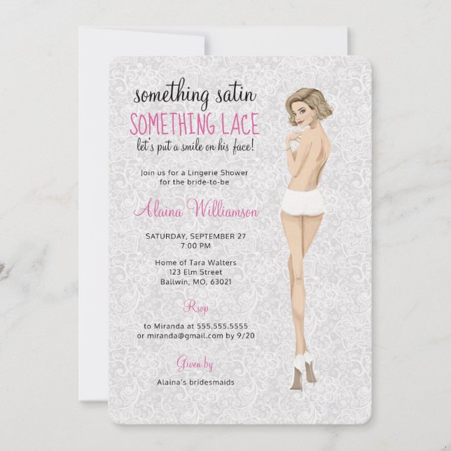 Lace Bride in Panties Lingerie Shower Invitation (Front)