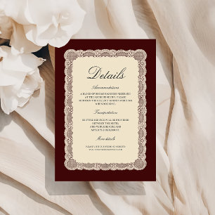Lace Burgundy Wedding Details Enclosure Card