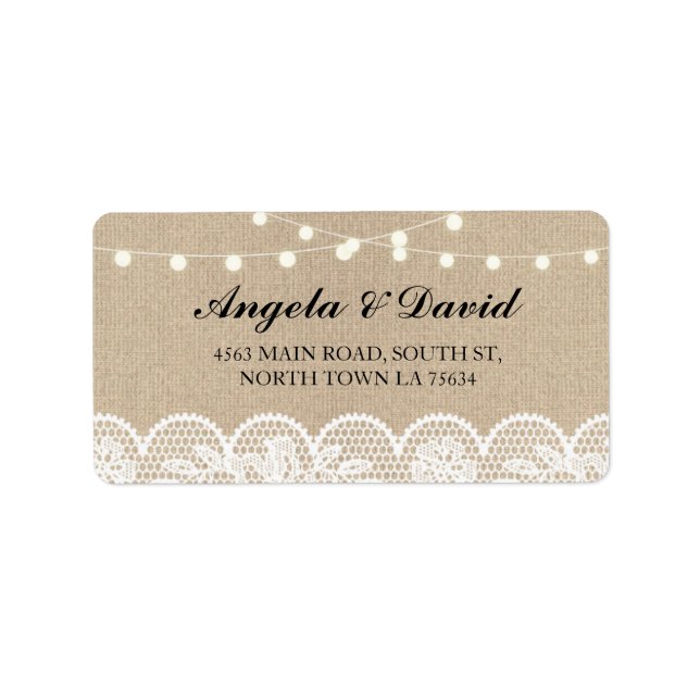 Lace Burlap Lace Rustic Elegant Address Labels (Front)