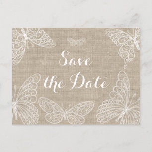 Lace Butterflies Save the Date Postcard