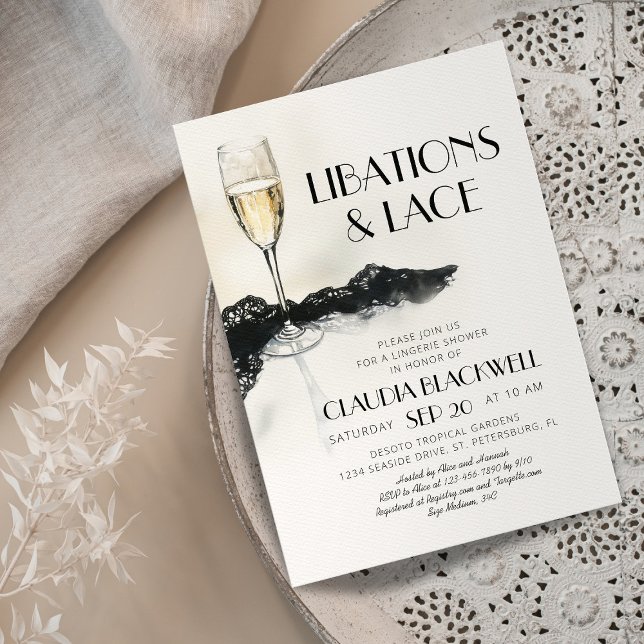 Lace Champagne Lingerie Shower Invitation (Creator Uploaded)